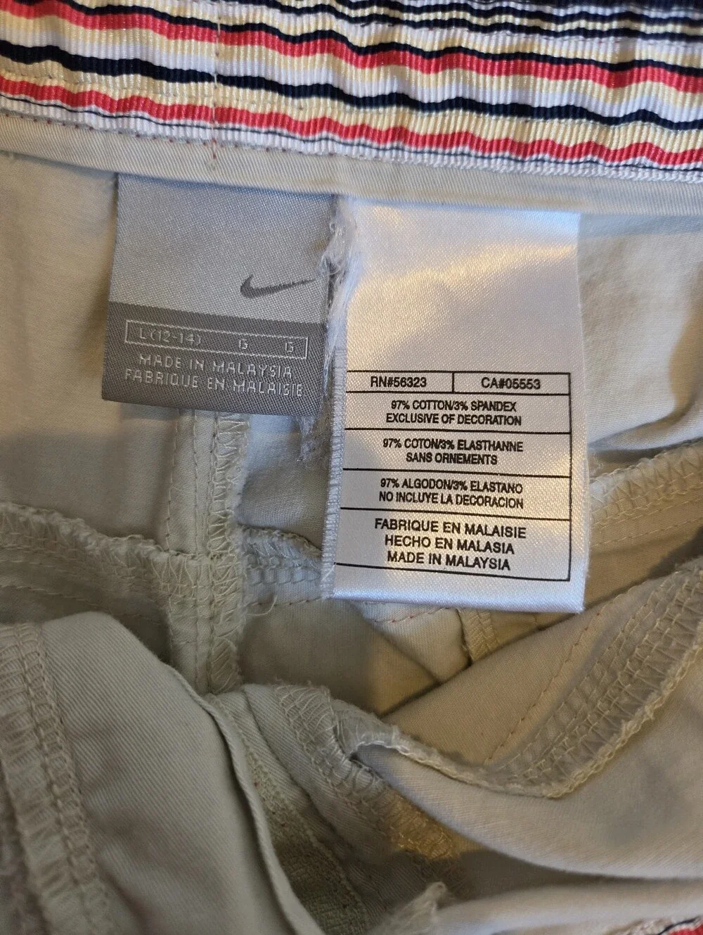 Nike Youth 12-14 Beige Drawstring Cropped Pants